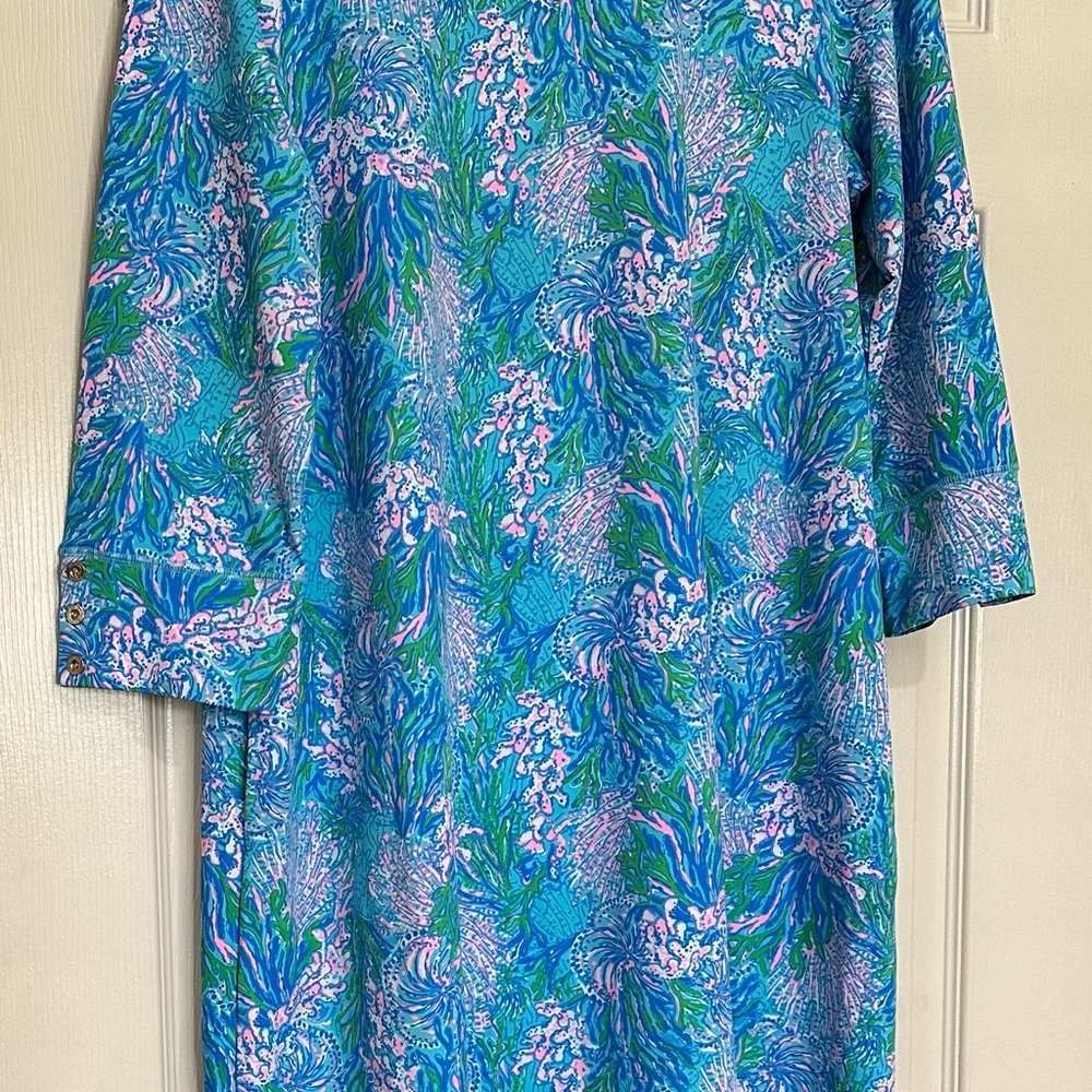 NEW Lilly Pulitzer Blue Sheath Dress with Cuffed Sleeves New W TAGS